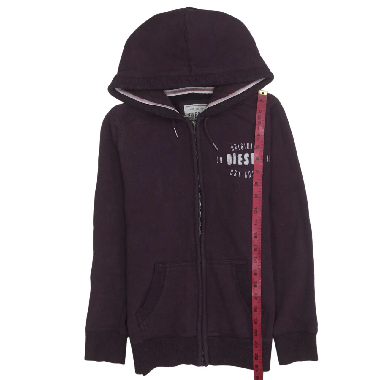 Diesel Womens Purple Full Zip Hoodie Medium Cotton Blend Casual - Image 3
