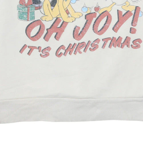 Disney at George Womens Beige Christmas Sweatshirt L 16-18 Crew Neck - Image 7