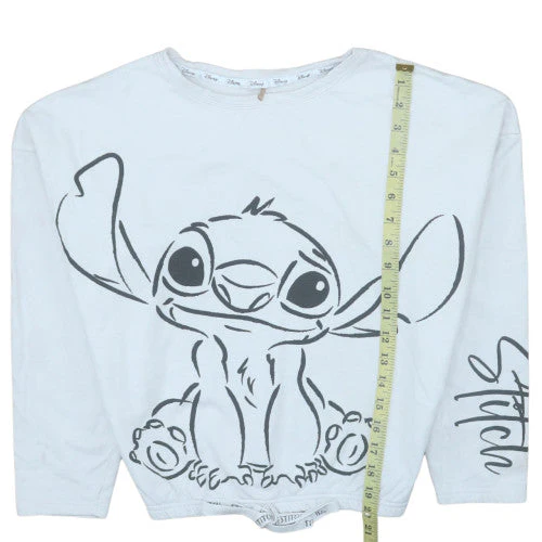 Disney George Women White Stitch Pullover Sweatshirt Size 8-10 - Image 2