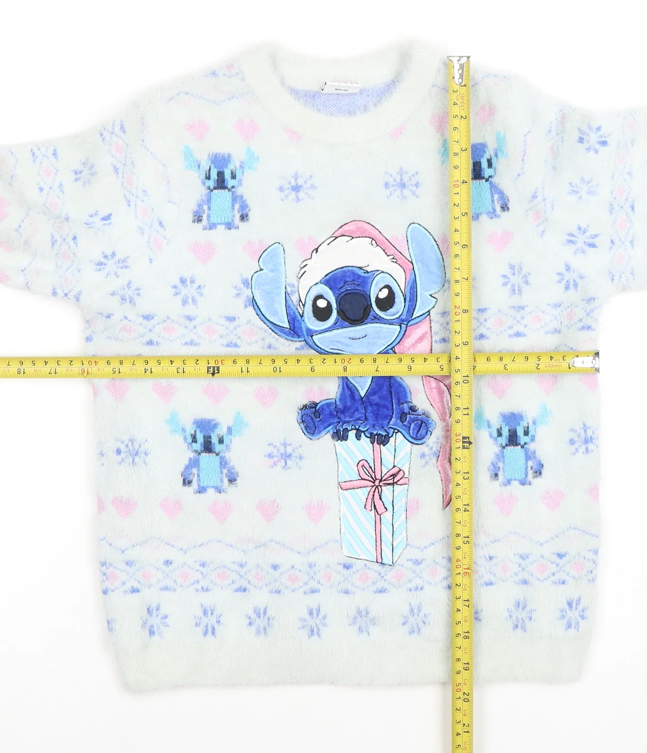 Disney Girls Blue Stitch Christmas Jumper 10-11 Years Pullover Fair Isle Sweater - Image 2