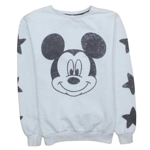 Disney Girls White Glitter Mickey Mouse Crew Neck Sweatshirt 12-13Y 158cm