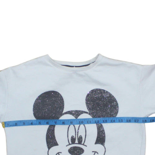 Disney Girls White Glitter Mickey Mouse Crew Neck Sweatshirt 12-13Y 158cm - Image 2