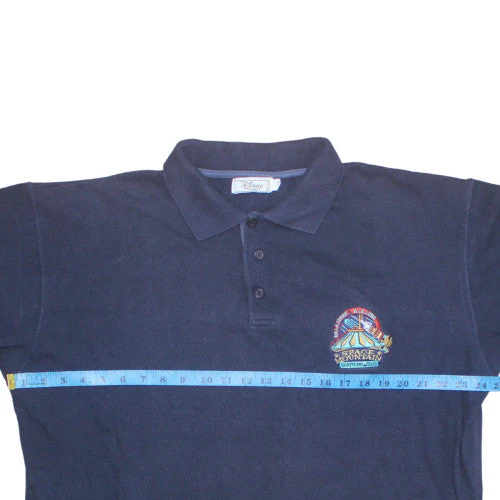 Disney Men Navy Long Sleeve Polo Space Mountain 100% Cotton L - Image 2