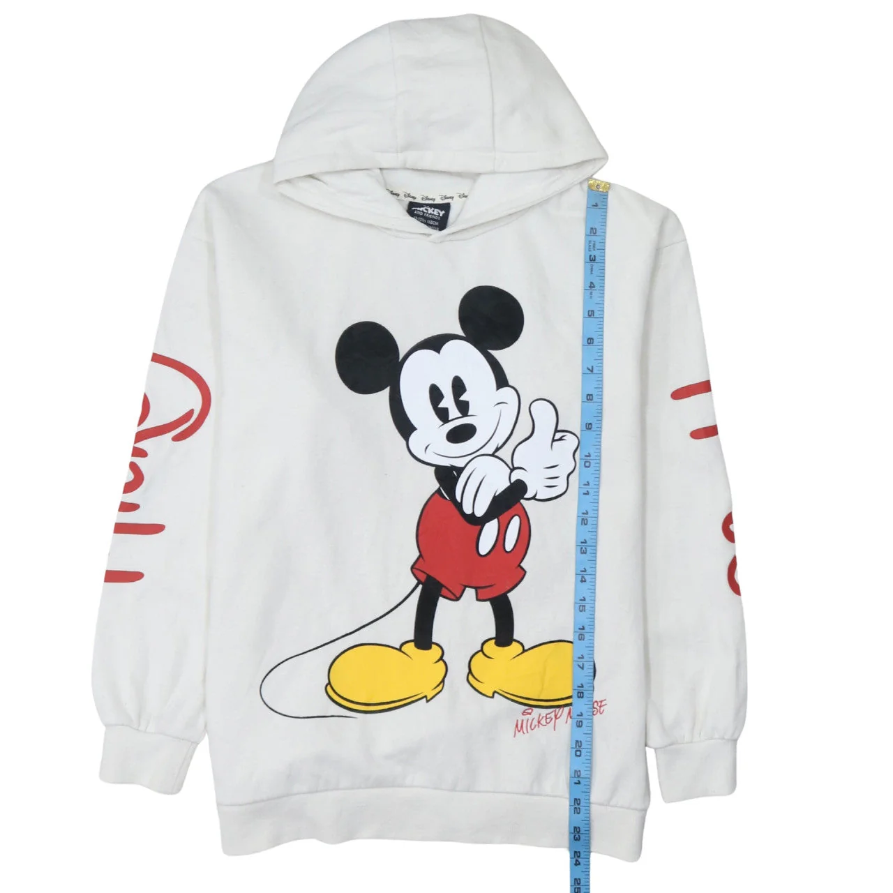 Disney Mickey Mouse White Hoodie Teen Girls Size 158CM Cotton Pullover - Image 3