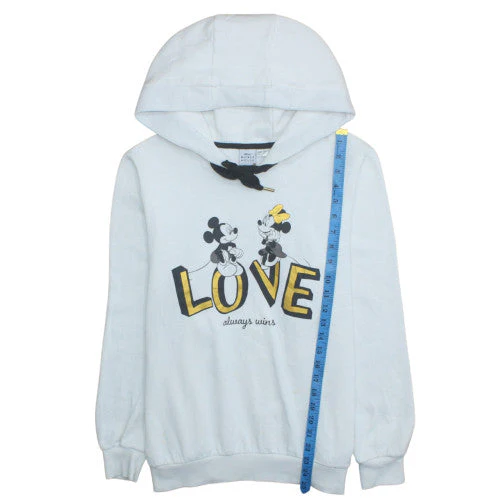 Disney Mickey Mouse Women's White Hoodie Size L Love Graphic Pullover - Image 2