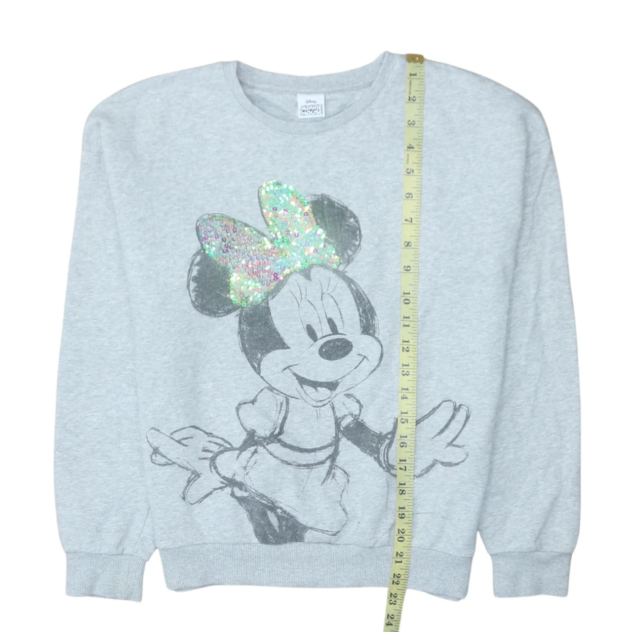 Disney Minnie Mouse Grey Sequin Bow Sweatshirt Girls 12-13Y - Image 2