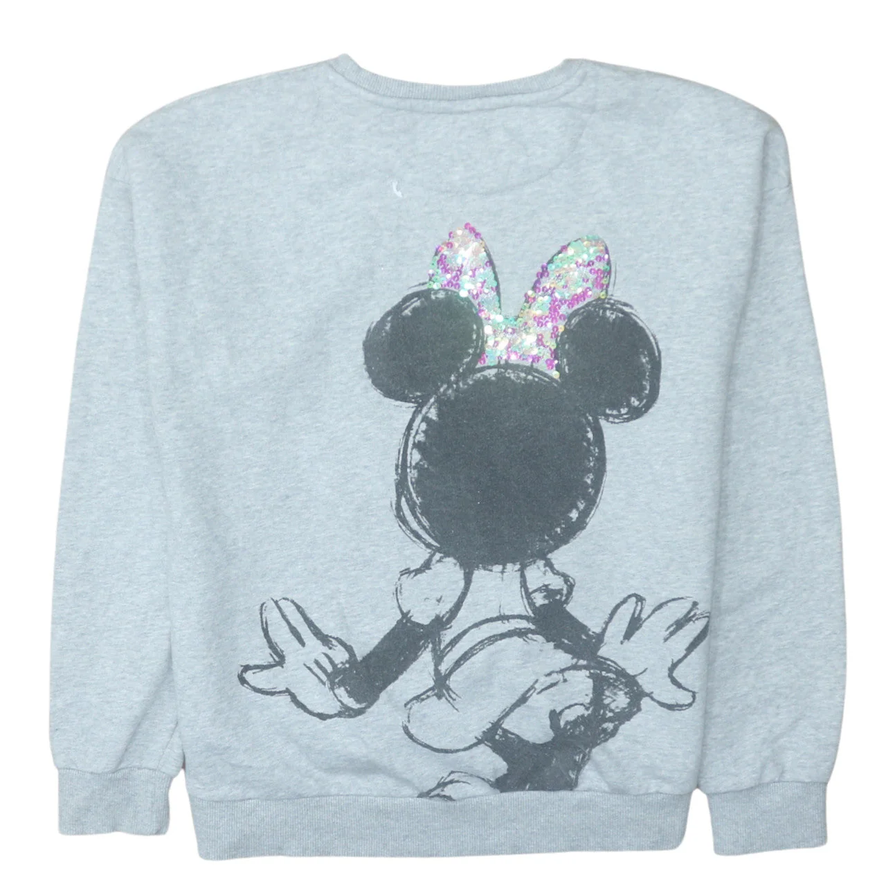 Disney Minnie Mouse Grey Sequin Bow Sweatshirt Girls 12-13Y - Image 4