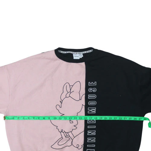 Disney Minnie Mouse Women's Pink & Black Colourblock Sweatshirt XL - Image 3