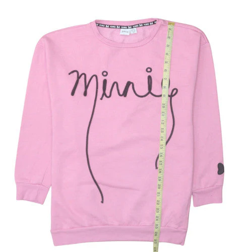 Disney Minnie Pink Sweatshirt Womens S Crew Neck Pullover Cotton - Image 3