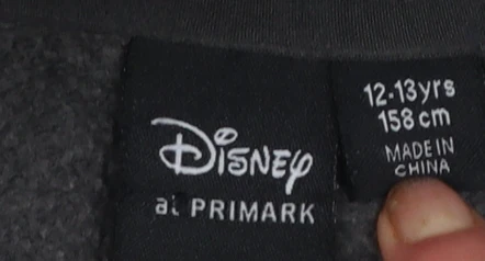 Disney Primark Girls Black Stitch Pullover Hoodie 12-13 Years - Image 4