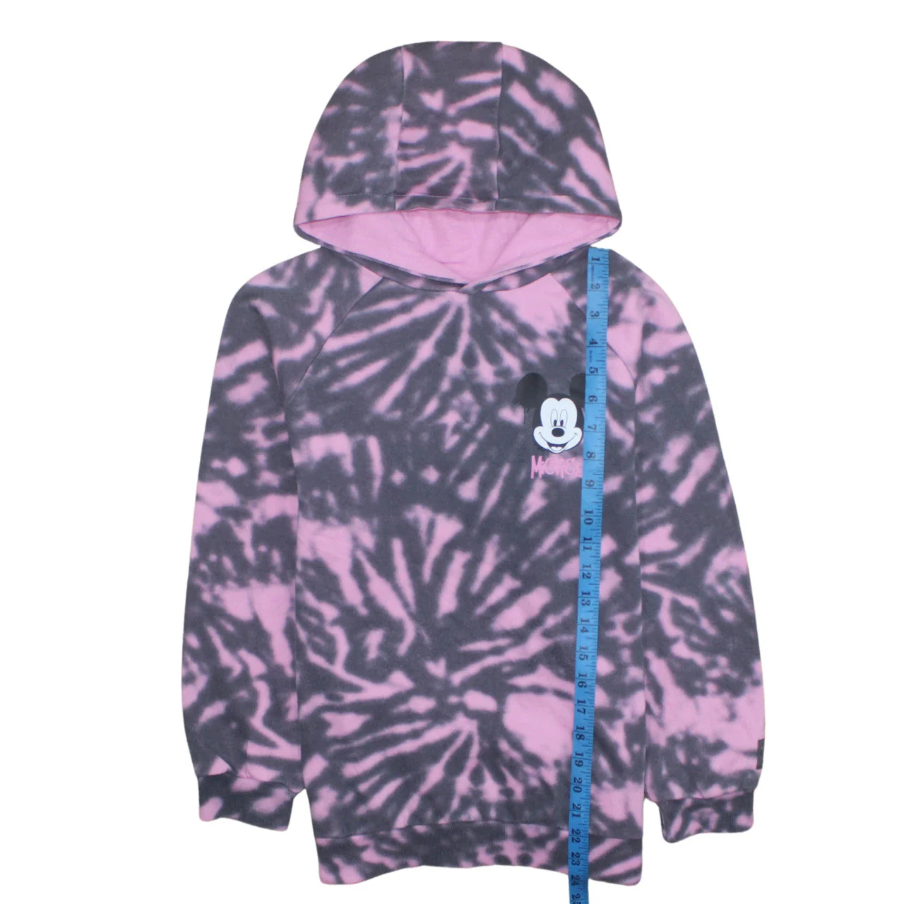 Disney Primark Girls Pink Tie-Dye Fleece Hoodie 11-12 Years Pullover - Image 2