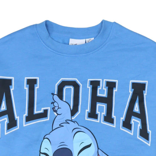 Disney Primark Women Blue Stitch Aloha Pullover Sweatshirt 2XS - Image 7