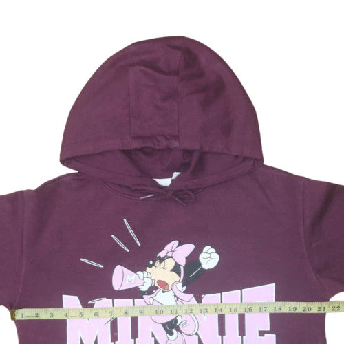 Disney Primark Women Burgundy Hoodie Minnie Small 10/12 Pullover Sweatshirt - Image 2