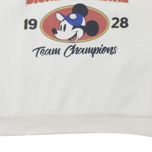 Disney Primark Women White XL 1/4 Zip Pullover Sweatshirt Mickey Mouse 1928 - Image 7