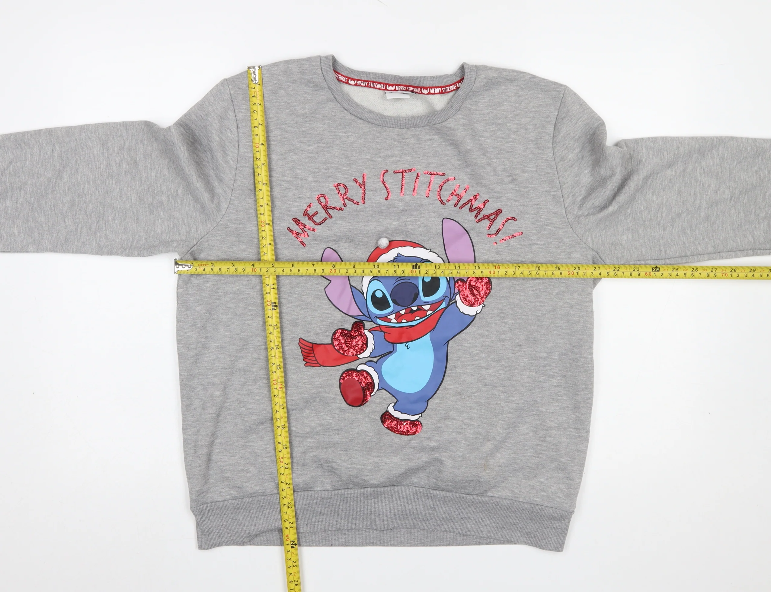 Disney Primark Women's Grey Stitch Christmas Sweatshirt Size M 12/14 - Image 2