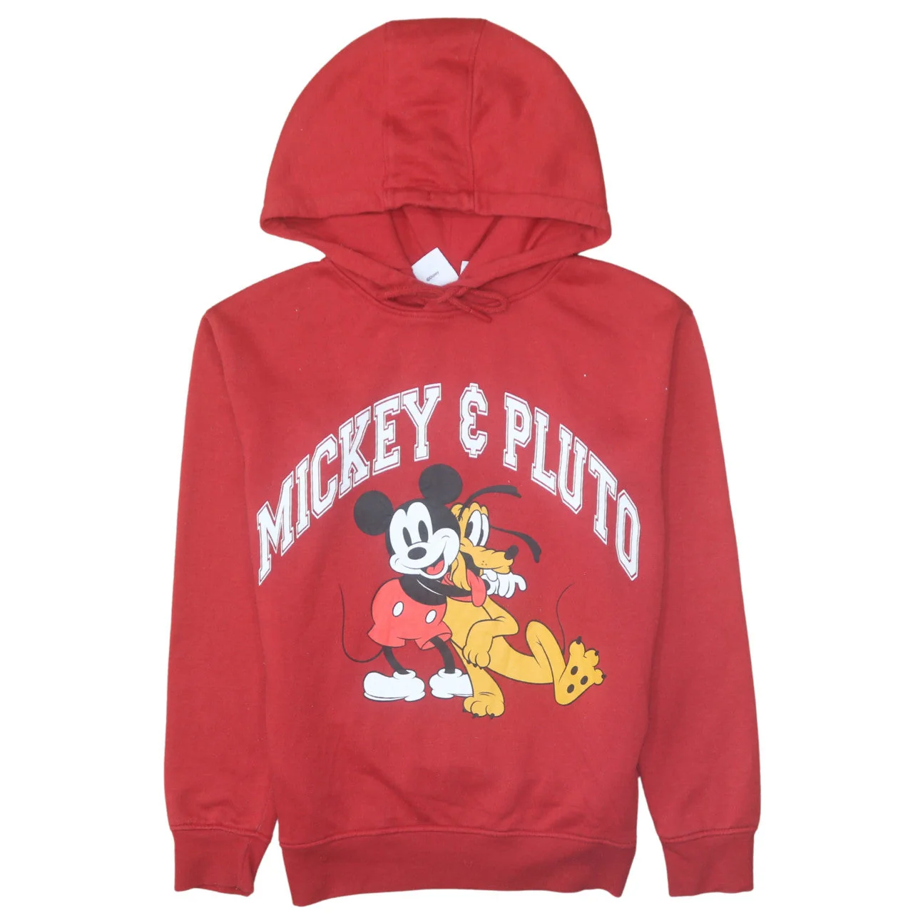 Disney Primark Womens Red Mickey & Pluto Pullover Hoodie Size 2XS