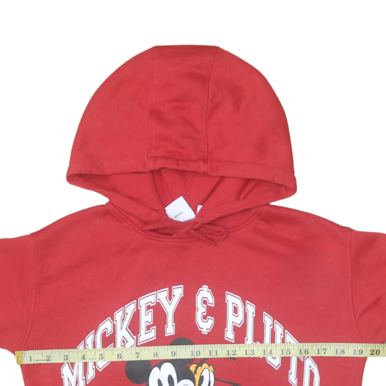 Disney Primark Womens Red Mickey & Pluto Pullover Hoodie Size 2XS - Image 3