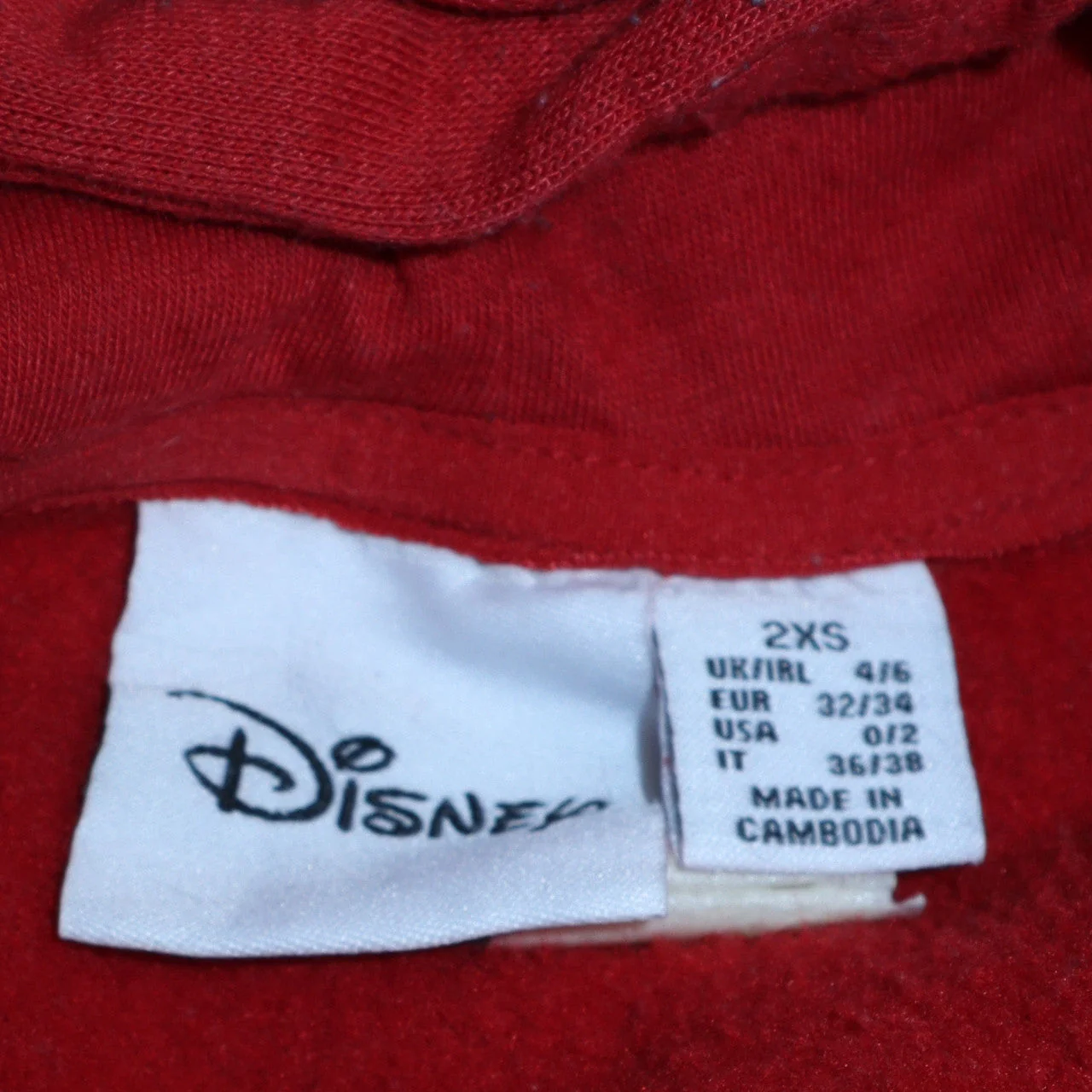Disney Primark Womens Red Mickey & Pluto Pullover Hoodie Size 2XS - Image 5