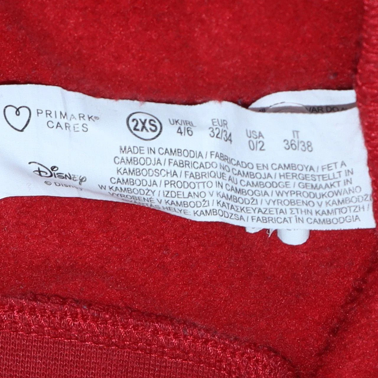 Disney Primark Womens Red Mickey & Pluto Pullover Hoodie Size 2XS - Image 6