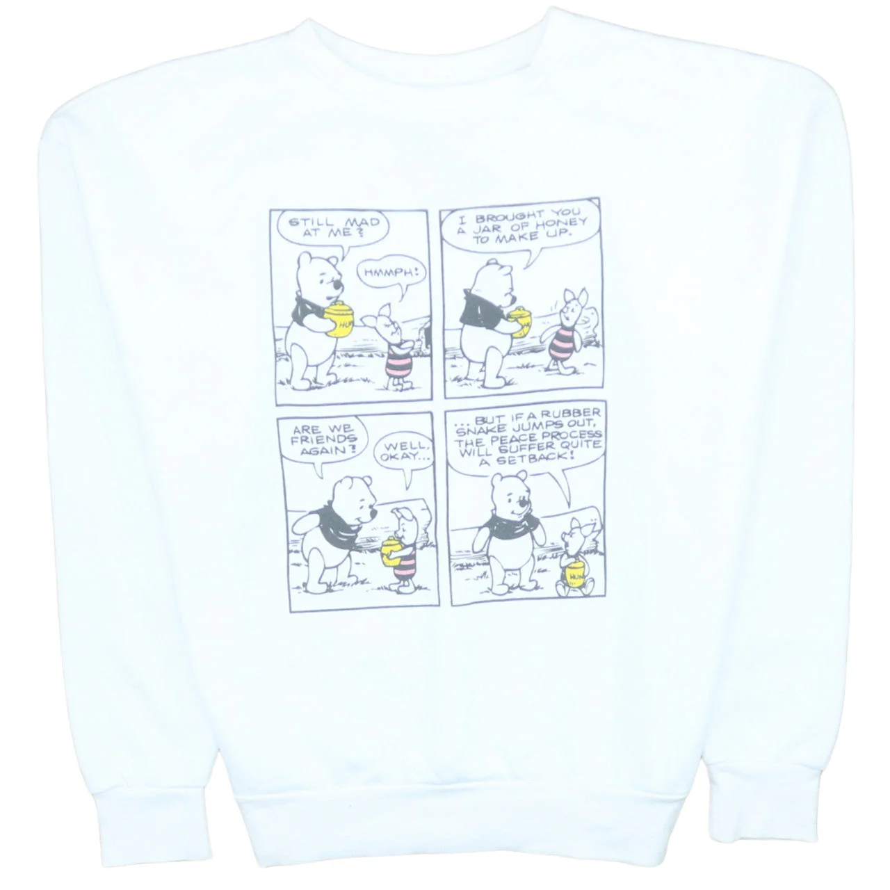 Disney Primark Women's White Winnie the Pooh Sweatshirt Size S 10/12 Crew Neck