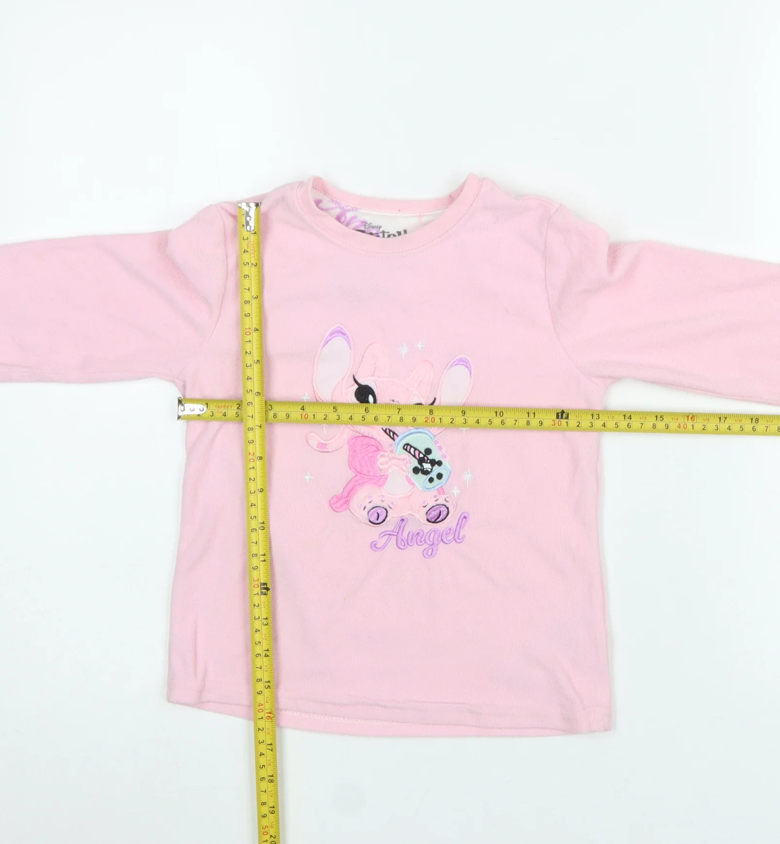 Disney Stitch Girls Pink Long Sleeve Nightshirt 6-7 Years 100% Polyester - Image 2