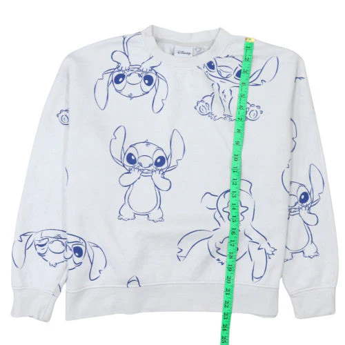 Disney Stitch White Sweatshirt Women Small Pullover Cotton Blend - Image 3