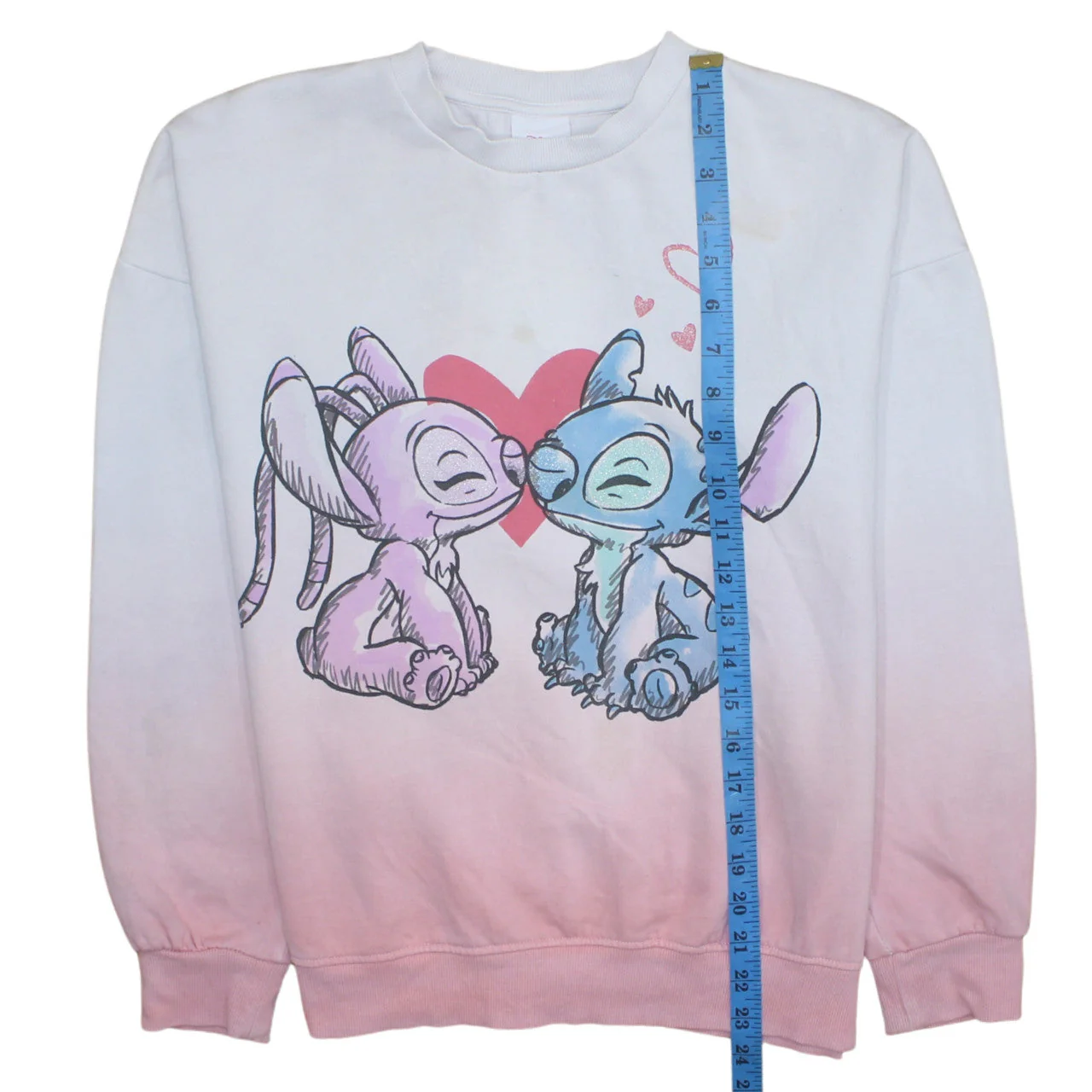 Disney Teens Pink Gradient Stitch & Angel Sweatshirt 13-14Y Pullover - Image 3