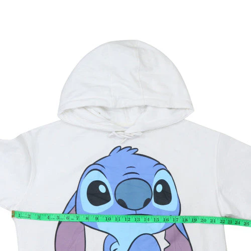 Disney White Women's Hoodie Stitch Print Size 12/14 Pullover - Image 2