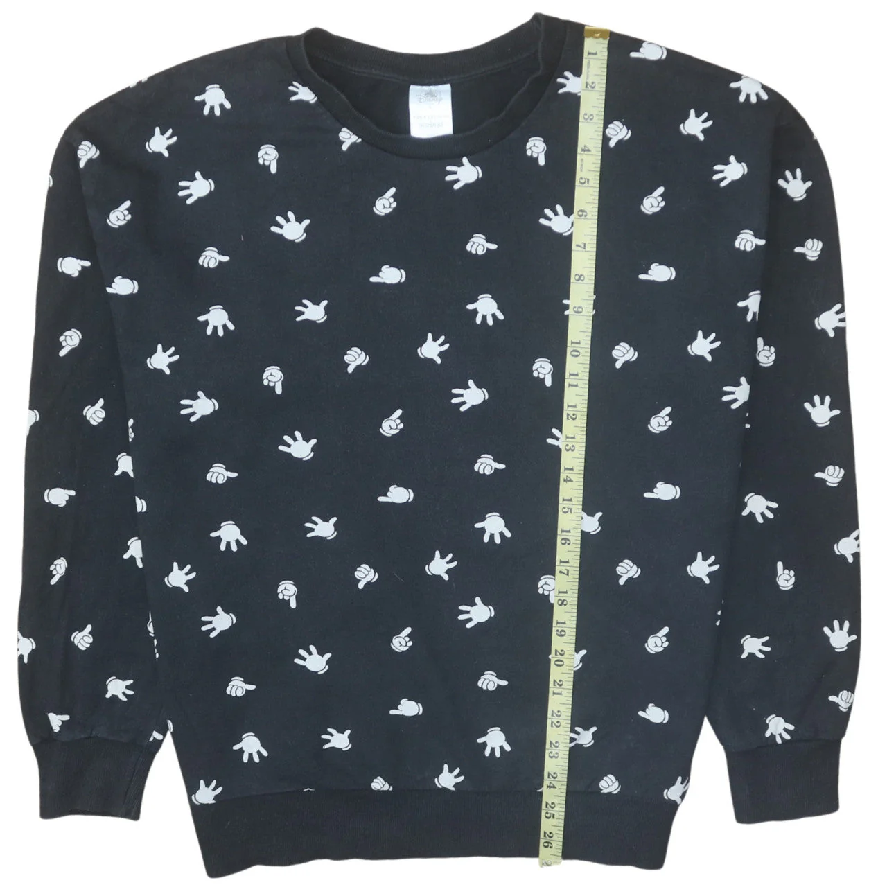 Disney Women Black Mickey Hands Crew Neck Sweatshirt Size 14 - Image 3