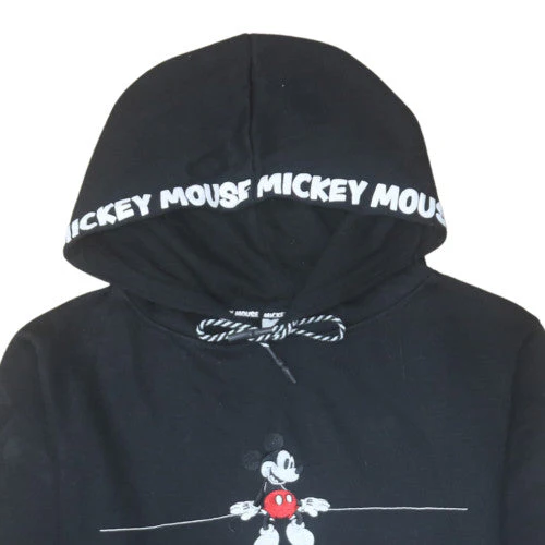 Disney Women Black Mickey Mouse Pullover Hoodie L 14/16 Graphic Print - Image 8