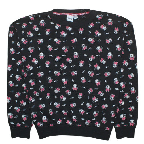 Disney Women Black Minnie Mouse Pullover Sweatshirt M