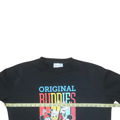 Disney Women Black Sweatshirt M Mickey & Friends Graphic Crew Neck - Image 2