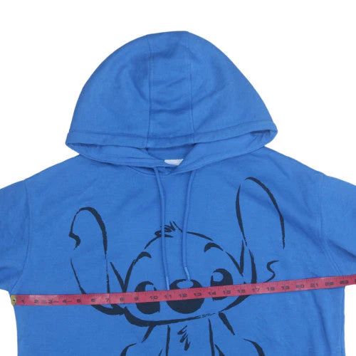 Disney Women Blue Hoodie Stitch Graphic Pullover M 12/14 - Image 2