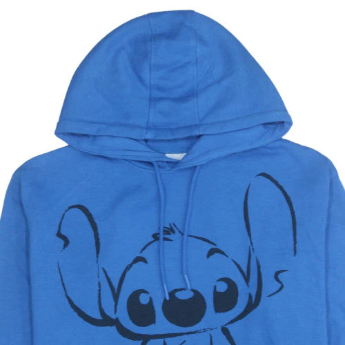 Disney Women Blue Hoodie Stitch Graphic Pullover M 12/14 - Image 8