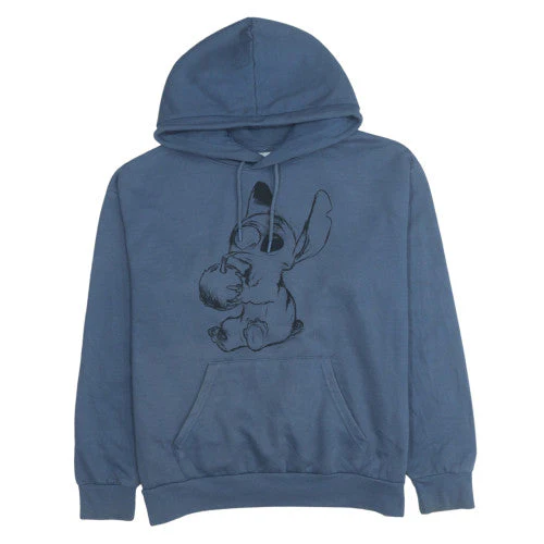 Disney Women Blue Stitch Hoodie Medium UK 12/14 Pullover Cotton Blend
