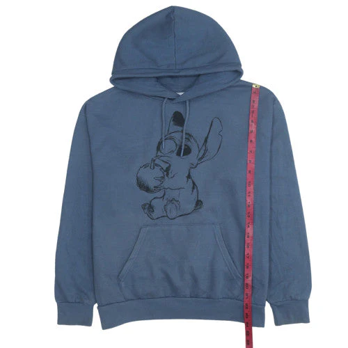 Disney Women Blue Stitch Hoodie Medium UK 12/14 Pullover Cotton Blend - Image 2