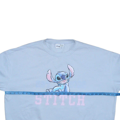 Disney Women Blue Stitch Sweatshirt 2XL Crew Neck Pullover - Image 3