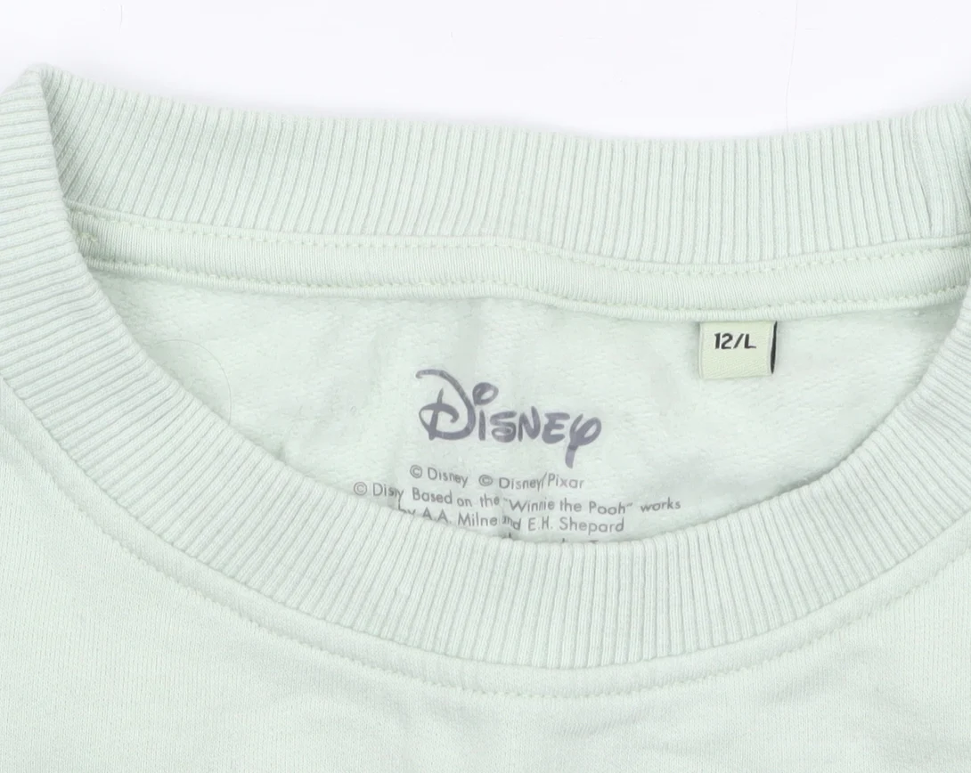 Disney Women Green Mickey Mouse Crew Neck Sweatshirt Size 12 L - Image 5