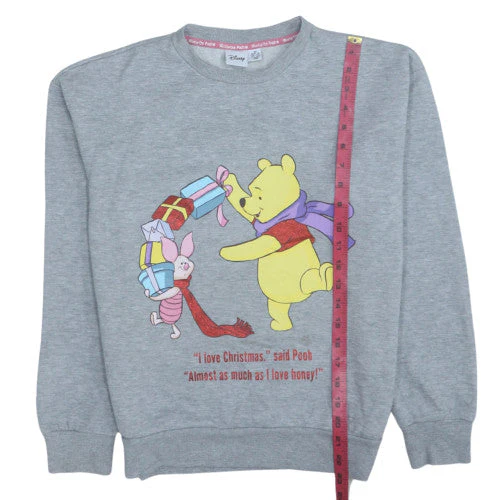 Disney Women Grey Christmas Pooh Pullover Sweatshirt XS - Image 2