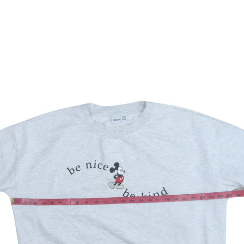 Disney Women Grey Mickey Mouse Be Nice Be Kind Sweatshirt L - Image 2