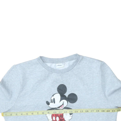 Disney Women Grey Mickey Mouse Crew Neck Pullover Sweatshirt Size M 12/14 - Image 3