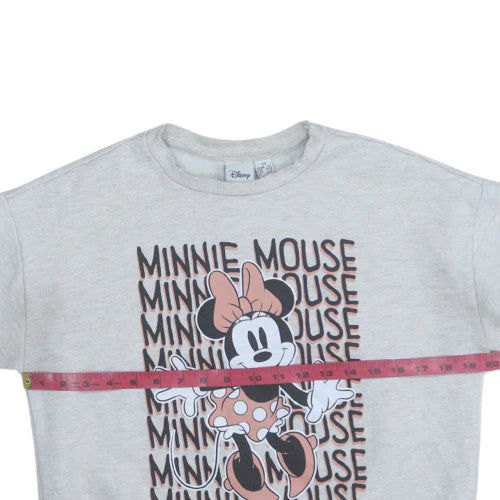 Disney Women Grey Minnie Mouse Crew Neck Pullover Sweatshirt XS - Image 2