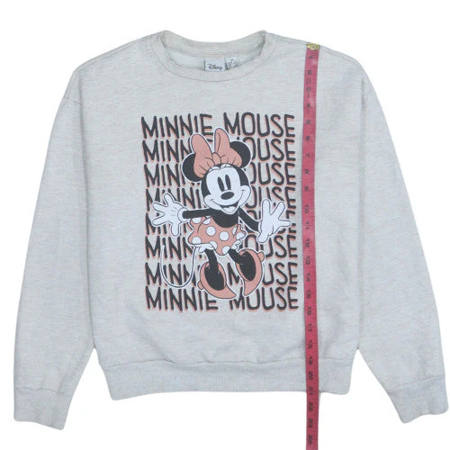 Disney Women Grey Minnie Mouse Crew Neck Pullover Sweatshirt XS - Image 3