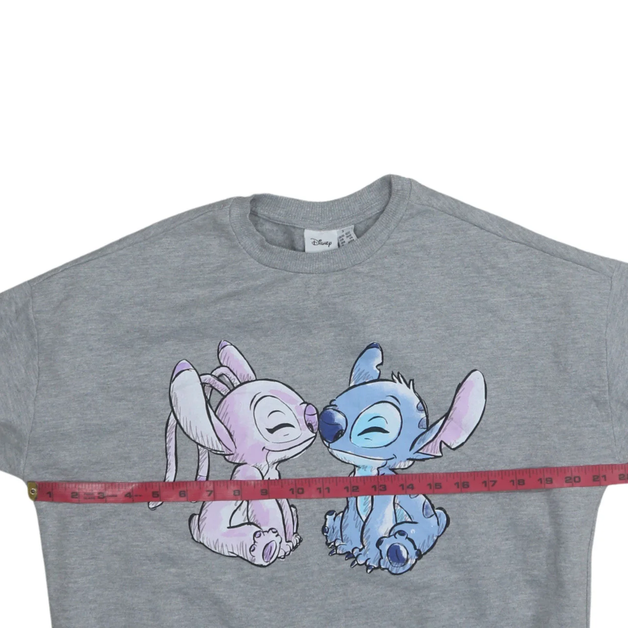 Disney Women Grey Stitch & Angel Graphic Sweatshirt Size S - Image 2