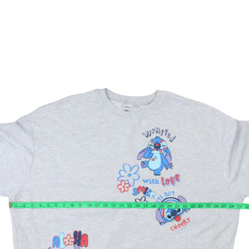 Disney Women Grey Stitch Pullover Sweatshirt Size 18/20 Graphic Print - Image 3