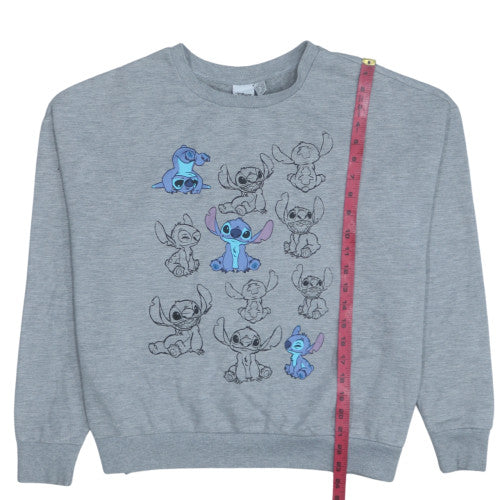 Disney Women Grey Stitch Sweatshirt L 14/16 Crew Neck Pullover - Image 3