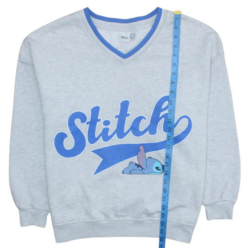 Disney Women Grey Stitch V-Neck Pullover Sweatshirt Size 10/12 - Image 3