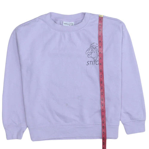 Disney Women Lilac Stitch Crew Neck Sweatshirt Size S 10/12 - Image 2