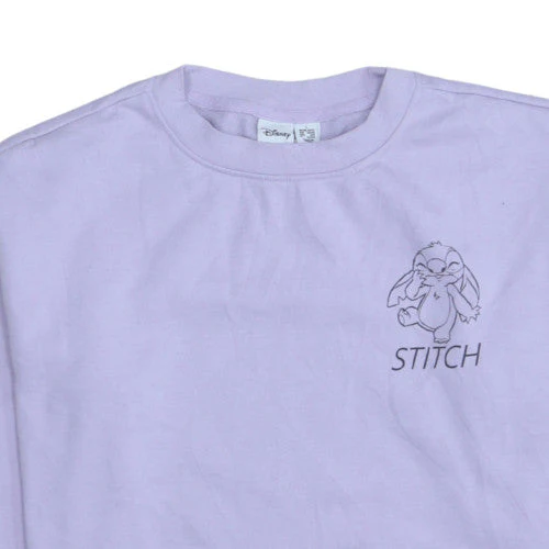 Disney Women Lilac Stitch Crew Neck Sweatshirt Size S 10/12 - Image 7
