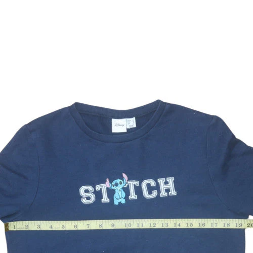 Disney Women Navy Blue Stitch Sweatshirt UK 10 Pullover Crew Neck - Image 2